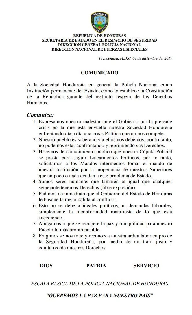 Policía Honduras reprimir manifestantes