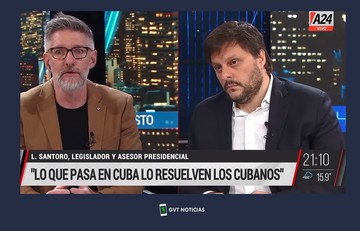 Leandro Santoro con Novaresio hablando sobre la situación en Cuba