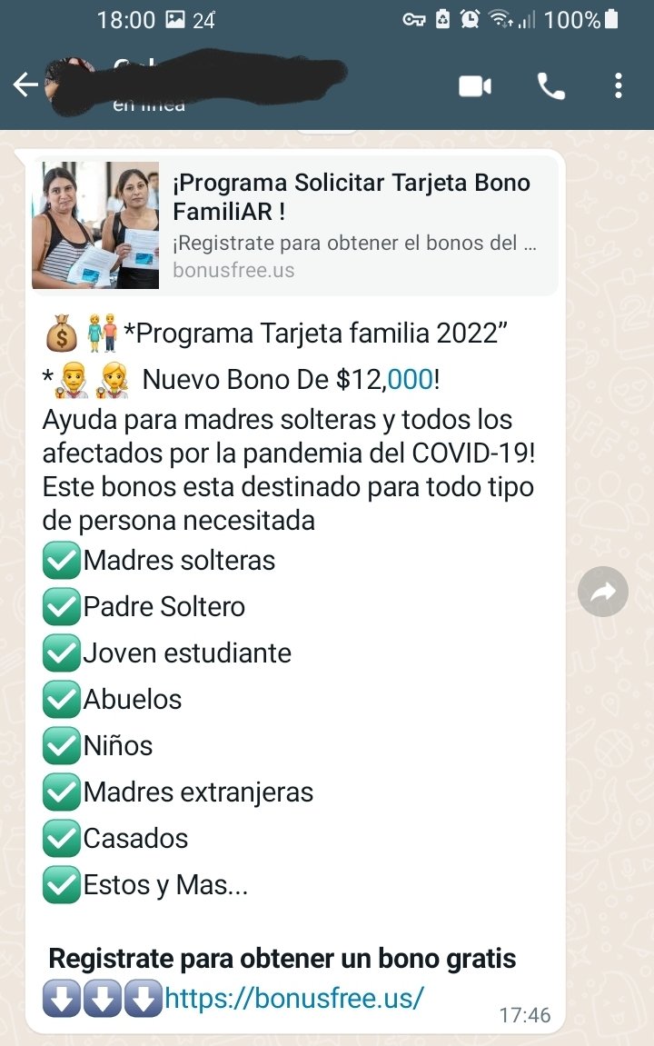 Programa tarjeta de la familia estafa